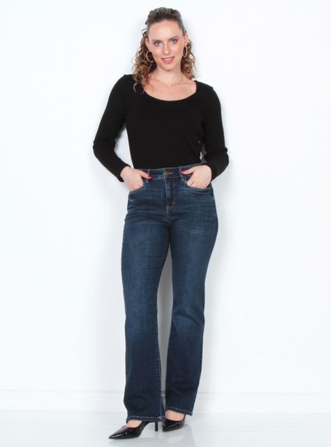 Jeans Recto Tiro Alto con Botón-3