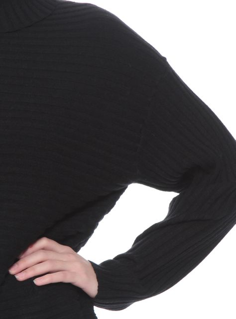 Sweater Manga Sólido con Cuello Alto-2