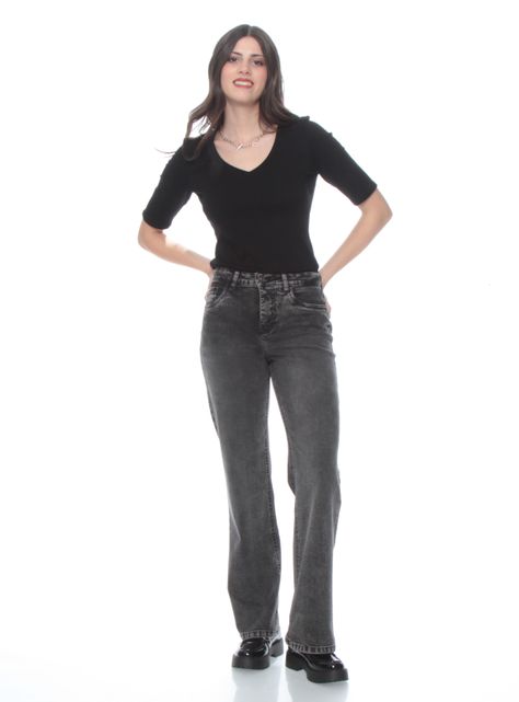 Jeans Recto Tiro Alto con Pretina Bootcut-3