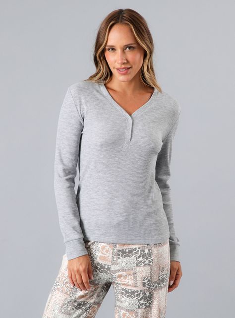 Pijama Polera Rib con Pata y Broche-1