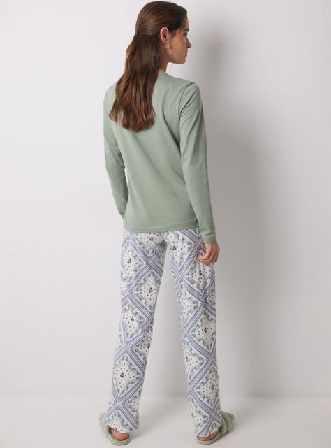 Pijama Largo Algodón Estampado Pañuelo-1