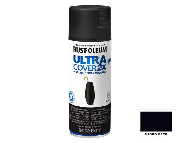 Pintura spray 430 ml Ultra cover 2X negro mate Rust-Oleum-0