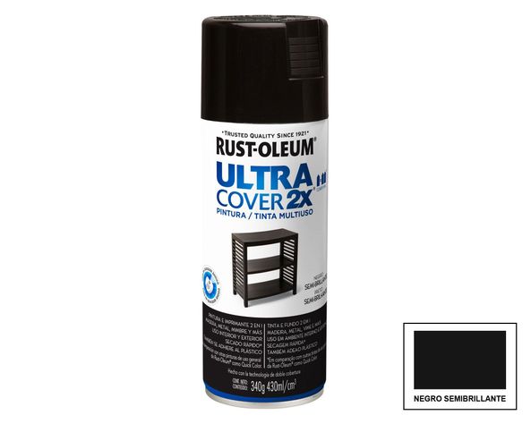 Pintura spray 430 ml Ultra cover 2X negro semi brillante Rust-Oleum-0
