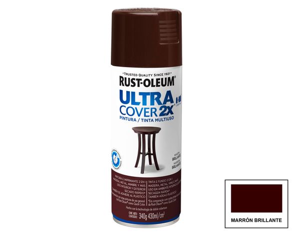 Pintura spray 430 ml Ultra cover 2X marrón brillante Rust-Oleum-0