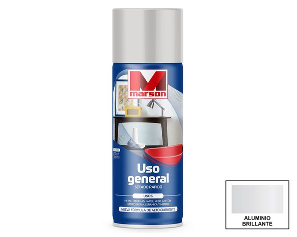 Pintura spray Secado rápido aluminio alto brillo Marson-0