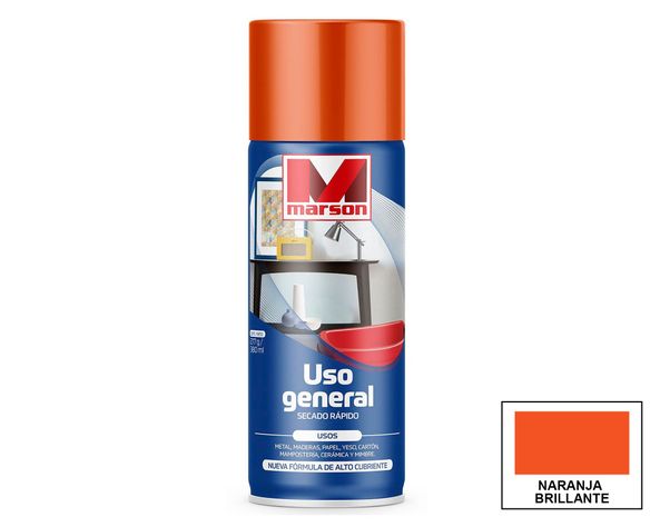 Pintura spray Secado rápido naranjo brillante Marson.-0