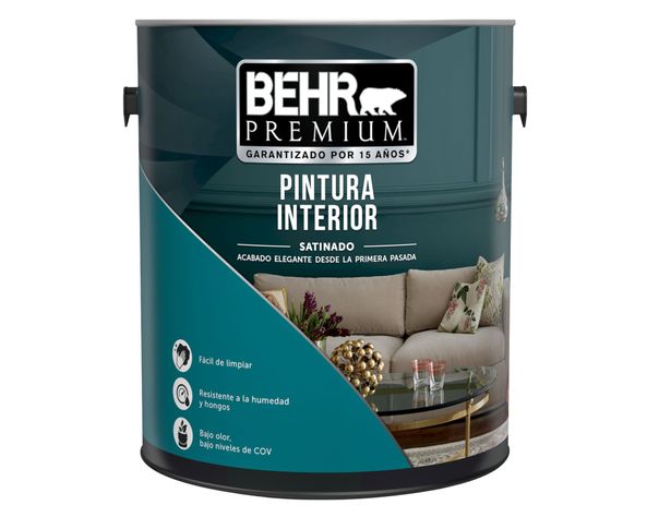 Esmalte al agua interior blanco satín Behr Premium Galón-1