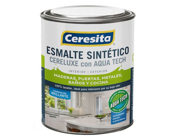 Esmalte sintético 1/4 galón Cereluxe Aqua Tech blanco brillante Ceresita-0