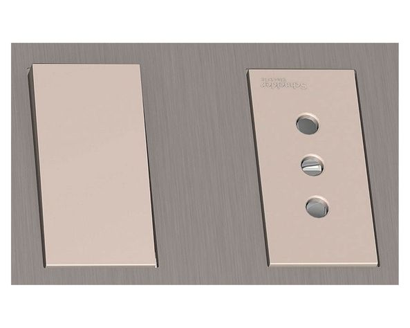 Placa armada toma corriente + interruptor 9/12 Orión bronce Schneider-1
