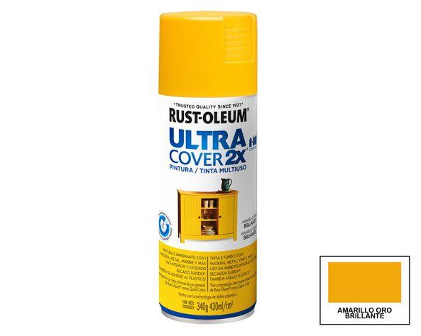 Pintura spray 430 ml Ultra cover 2X amarillo oro brillante Rust-Oleum-0