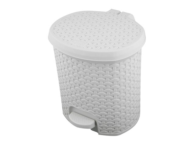 Basurero pedal 5,5 litros + escobilla crudo Cotidiana.-2