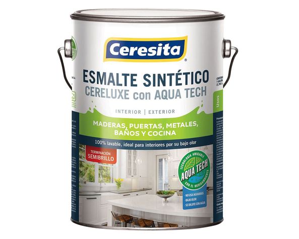 Esmalte sintético 1 galón Cereluxe Aqua Tech negro semi brillante Ceresita-0