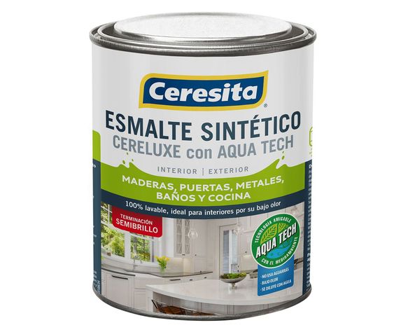Esmalte sintético 1/4 galón Cereluxe Aqua Tech negro semi brillante Ceresita-0