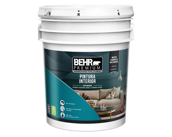 Esmalte al agua interior blanco satin Behr Premium Tineta-0