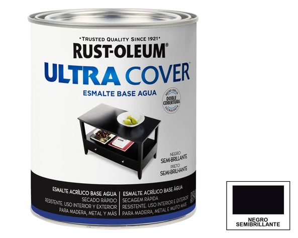 Esmalte al agua 946 ml Ultra cover negro semi brillante Rust-Oleum-0