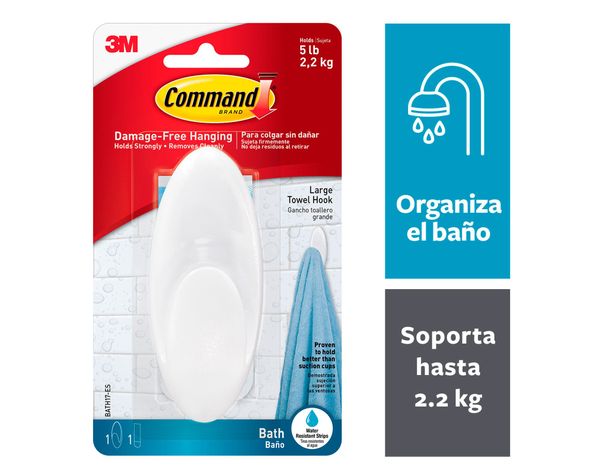 Gancho para toalla con tiras impermeables Grande Command-0