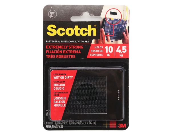 Sujetador tira 2,54x7,62 cm Extremely strong negro 4 unidades Scotch.-0
