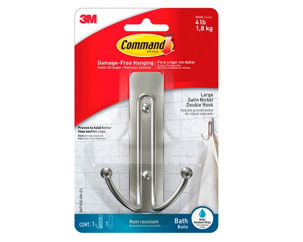 Gancho para baño doble Grande níquel satinado Command-5