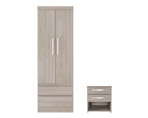 Clóset 2 puertas 2 cajones + velador 2 cajones crema M+Design-0