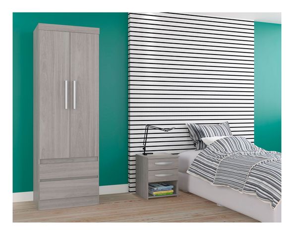 Clóset 2 puertas 2 cajones + velador 2 cajones crema M+Design-3