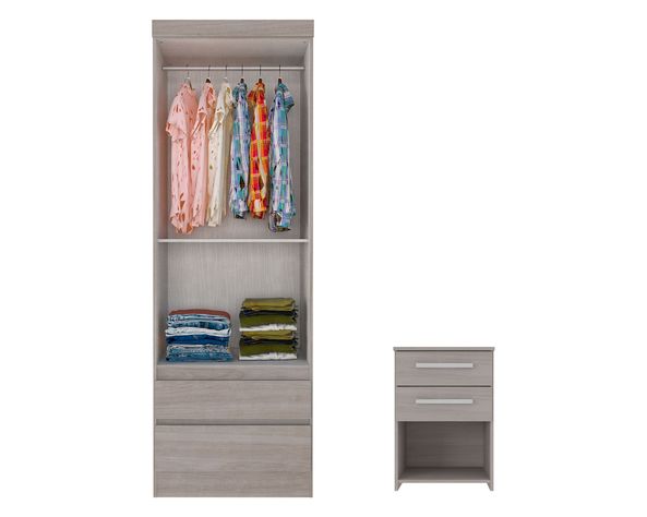 Clóset 2 puertas 2 cajones + velador 2 cajones crema M+Design-4