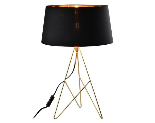 Lámpara sobremesa 1L E27 geométrica negro/dorado Abitare-0