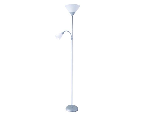 Lámpara pie 2L E27/E14 blanco/plateado Abitare-0