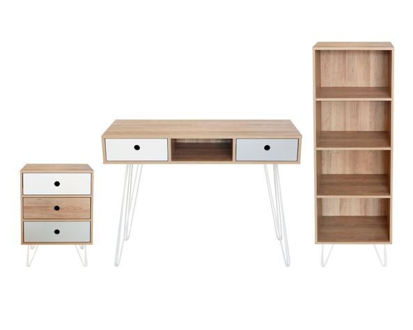 Escritorio + cajonera + librero Millie natural M+Design-1