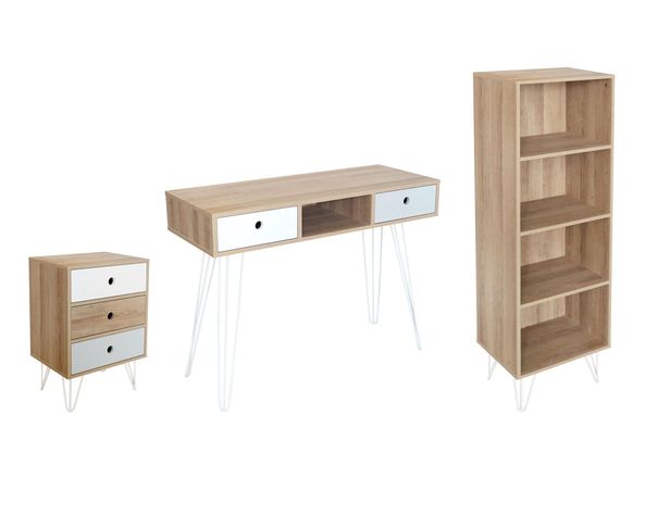 Escritorio + cajonera + librero Millie natural M+Design-0