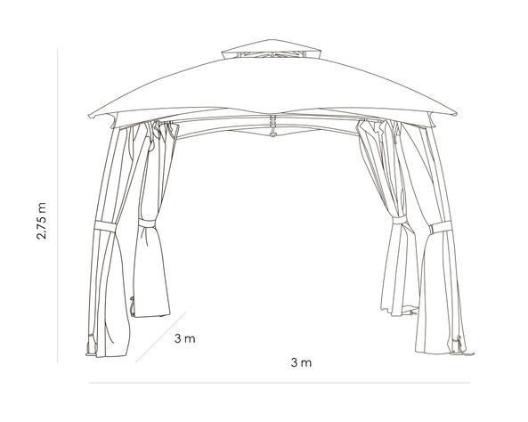 Pérgola 3x3 m Boris gris Outzen-4
