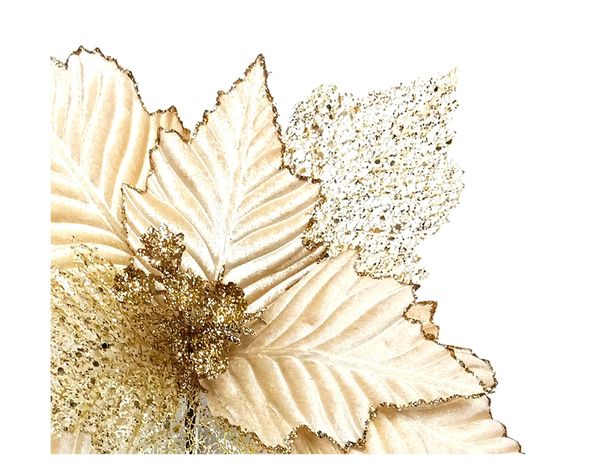 Flor navideña 33 cm Ponsettia mixta gold-1