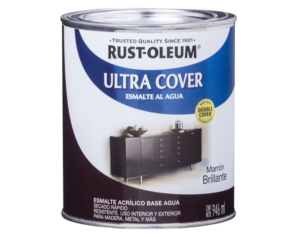 Esmalte al agua 946 ml Ultra cover marrón brillante Rust-Oleum.-0