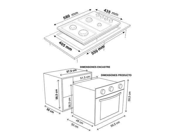 Horno + encimera + campana Kit-138 Sindelen-4