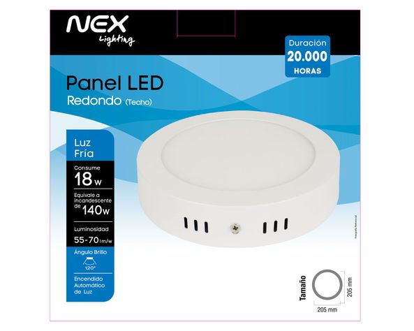 Panel LED 18W luz fría redondo Nex.-1