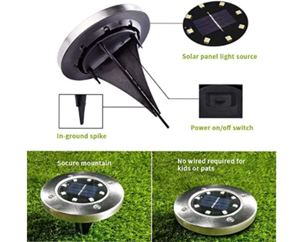 Aplique piso solar LED negro 4 unidades Pro Outdoor.-2