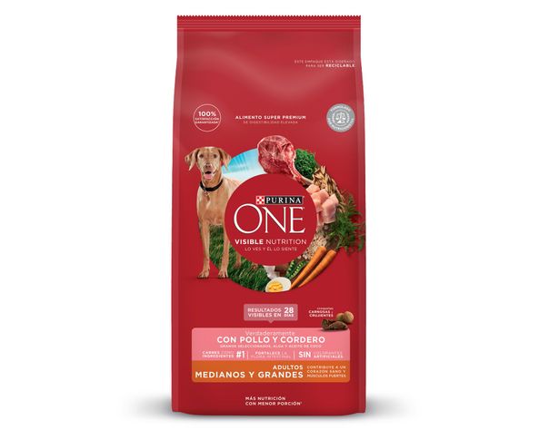 Alimento perro adulto 12 kg mediano/grande pollo y cordero Purina One.-1