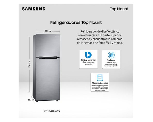Refrigerador Top Mount no frost 234 litros RT22FARADS8/ZS plateado-3