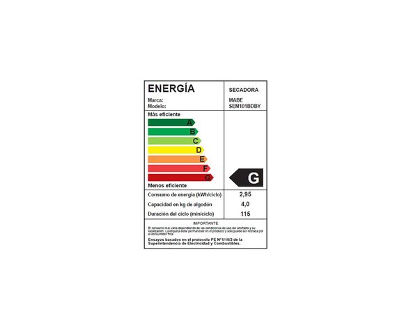 Secadora 10 kg SEM101BDBY blanco Mabe.-7
