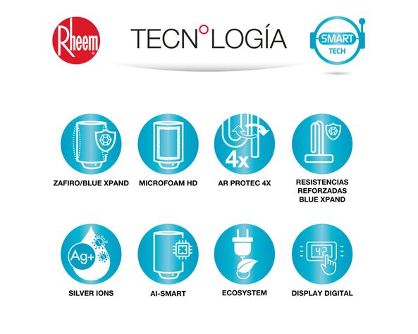 Termo eléctrico digital 80 litros blanco Rheem.-2