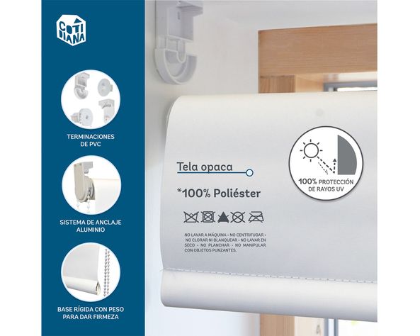 Cortina roller blackout doble 180x250 cm Sunscreen gris Cotidiana-9