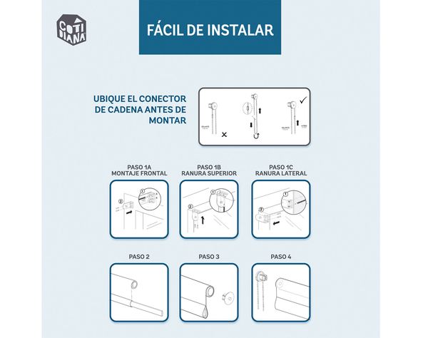 Cortina roller blackout doble 250x250 cm Sunscreen gris Cotidiana-9