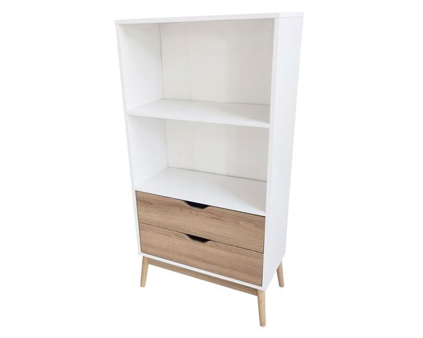 Librero 2 cajones Florencia natural/blanco M+Design-1