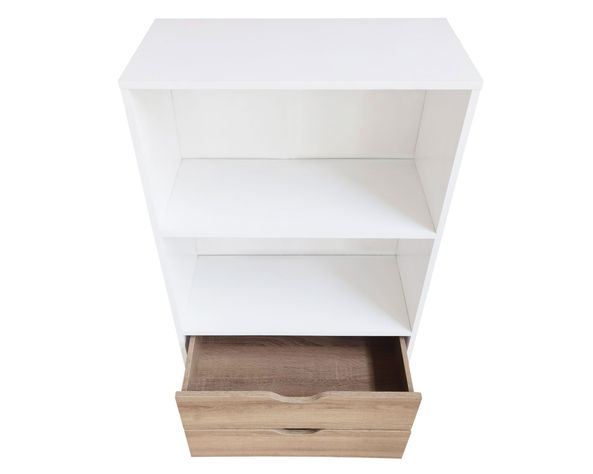 Librero 2 cajones Florencia natural/blanco M+Design-3