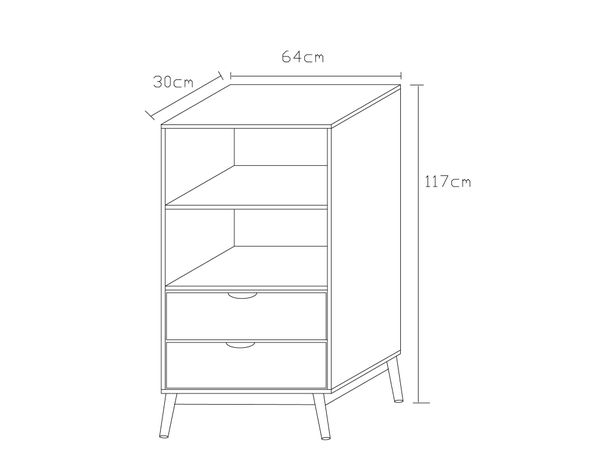 Librero 2 cajones Florencia natural/blanco M+Design-5
