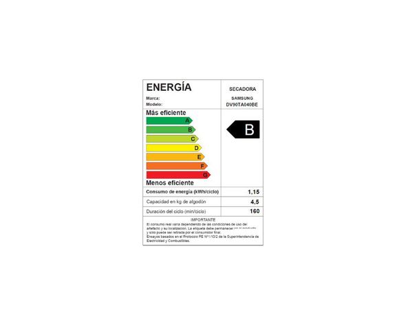 Secadora DV90TA040BE carga frontal 9 kg blanco-8