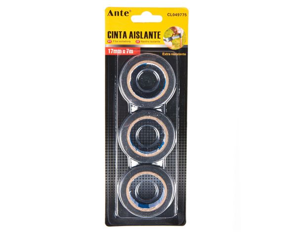 Cinta aislante 17 mm x 7 m negro 3 unidades Ante.-0