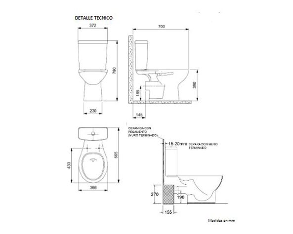 Two piece 19 cm botón dual Vita-2