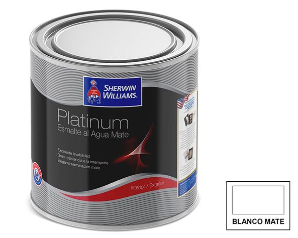 Esmalte al agua 1/4 galón Platinum blanco mate Sherwin Williams-2