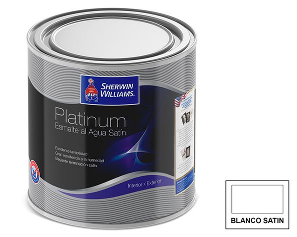 Esmalte al agua 1/4 galón Platinum blanco satín Sherwin Williams-2
