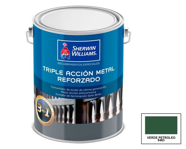 Esmalte anticorrosivo 1 galón Triple acción metal reforzado verde petróleo semi brillante Sherwin Williams-0